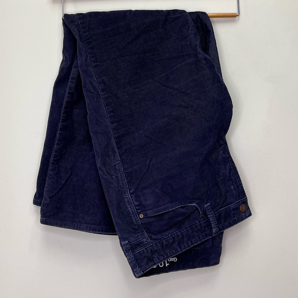 Gap‎ Real Straight Blue Corduroy Pants Women's Size 32 P Short Inseam